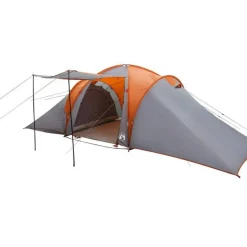 Tente familiale à dôme 6 personnes gris et orange imperméable