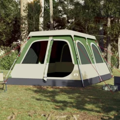 Tente familiale à dôme 10 personnes vert libération rapide