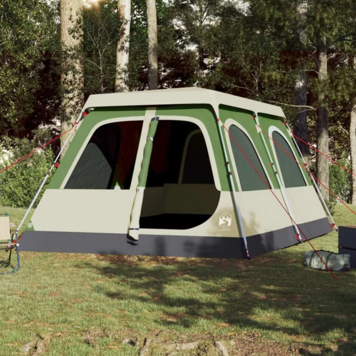 Tente familiale à dôme 10 personnes vert libération rapide