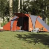 Tente familiale à dôme 6 personnes gris et orange imperméable
