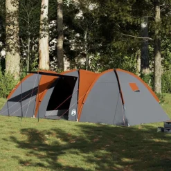 Tente familiale à dôme 8 personnes gris et orange imperméable