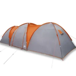 Tente familiale à dôme 8 personnes gris et orange imperméable
