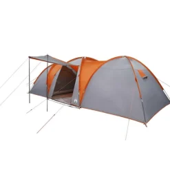 Tente familiale à dôme 8 personnes gris et orange imperméable