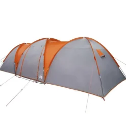Tente familiale à dôme 8 personnes gris et orange imperméable