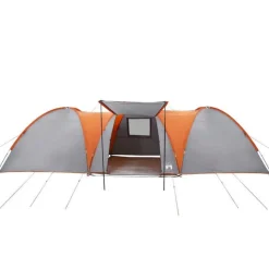 Tente familiale à dôme 8 personnes gris et orange imperméable