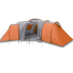 Tente familiale à dôme 12 personnes gris et orange imperméable