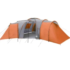 Tente familiale à dôme 12 personnes gris et orange imperméable
