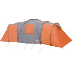 Tente familiale à dôme 12 personnes gris et orange imperméable