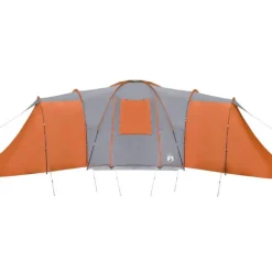 Tente familiale à dôme 12 personnes gris et orange imperméable
