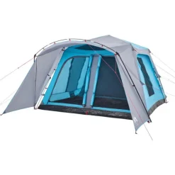 Tente familiale avec porche 9 personnes bleu dégagement rapide