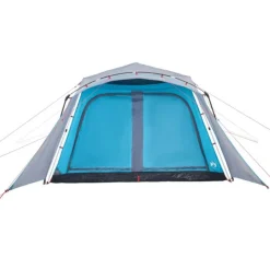 Tente familiale avec porche 9 personnes bleu dégagement rapide