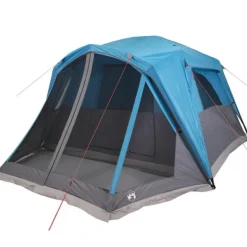 Tente familiale avec porche 6 personnes bleu imperméable