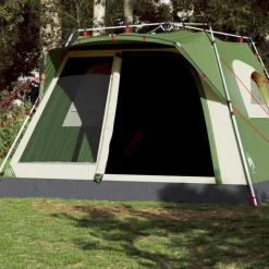 Tente familiale cabine 7 personnes vert dégagement rapide