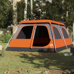 Tente familiale dôme 8 personnes gris orange libération rapide
