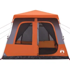 Tente familiale dôme 8 personnes gris orange libération rapide