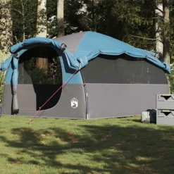 Tente familiale tunnel 6 personnes bleu imperméable