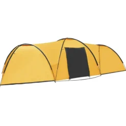 Tente igloo de camping 650x240x190 cm 8 personnes Jaune