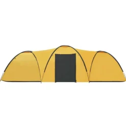 Tente igloo de camping 650x240x190 cm 8 personnes Jaune