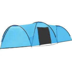 Tente igloo de camping 650x240x190 cm 8 personnes Bleu
