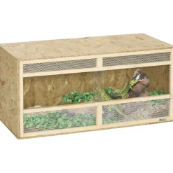 Terrarium - vivarium reptiles - 2 portes coulissantes verre trempé - parois frontales maillées - métal OSB