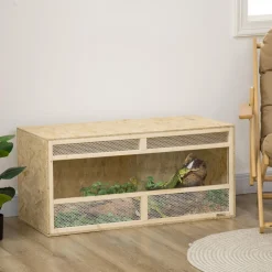 Terrarium - vivarium reptiles - 2 portes coulissantes verre trempé - parois frontales maillées - métal OSB