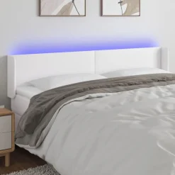 Tete de lit a LED Blanc 203x16x78/88 cm Similicuir