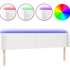 Tete de lit a LED Blanc 203x16x78/88 cm Similicuir