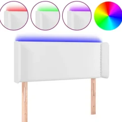 Tete de lit a LED Blanc 93x16x78/88 cm Similicuir