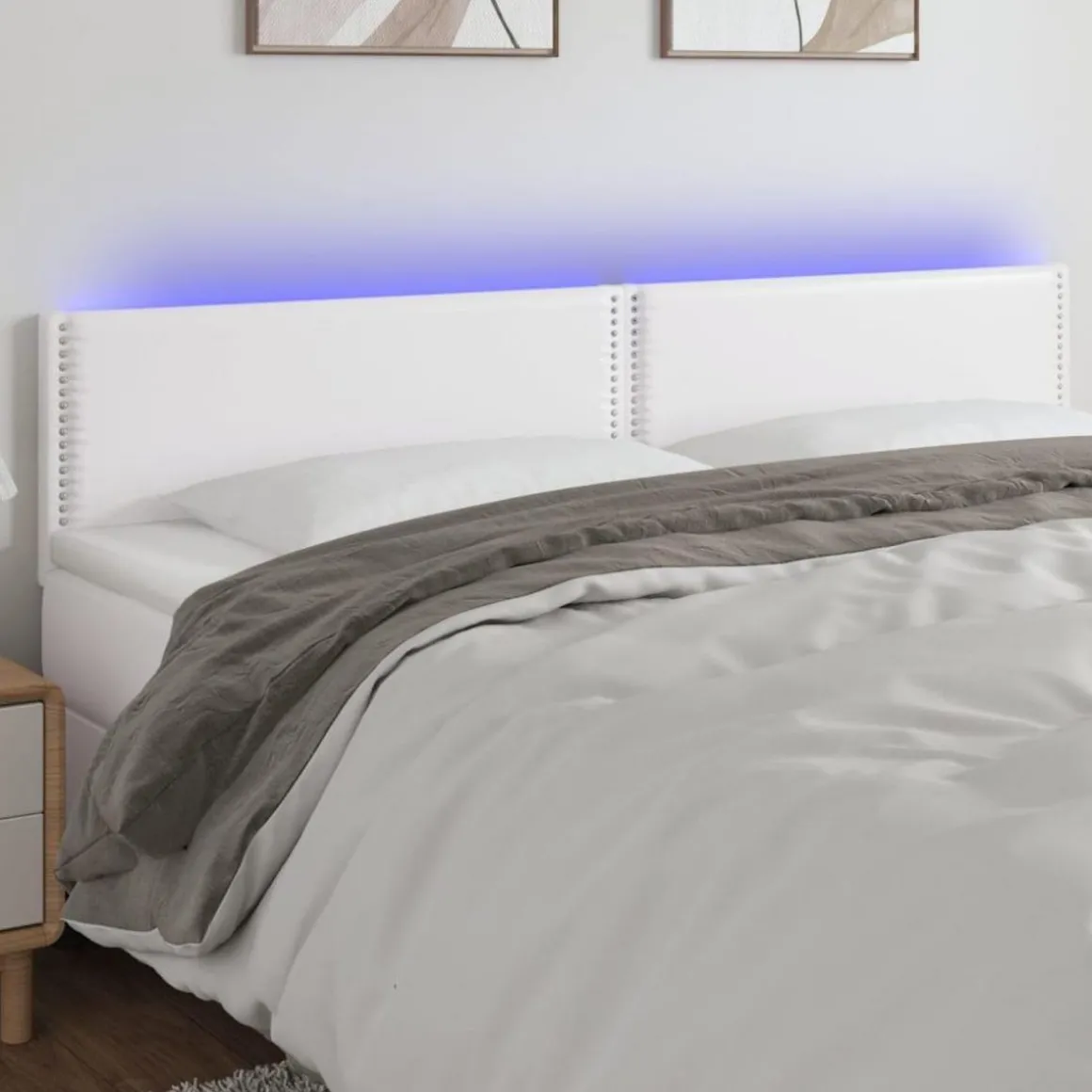Tete de lit a LED Blanc 160x5x78/88 cm Similicuir