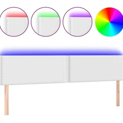 Tete de lit a LED Blanc 160x5x78/88 cm Similicuir