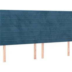 Tete de lit a LED Bleu fonce 200x5x118/128 cm Velours