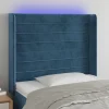 Tete de lit a LED Bleu fonce 103x16x118/128 cm Velours
