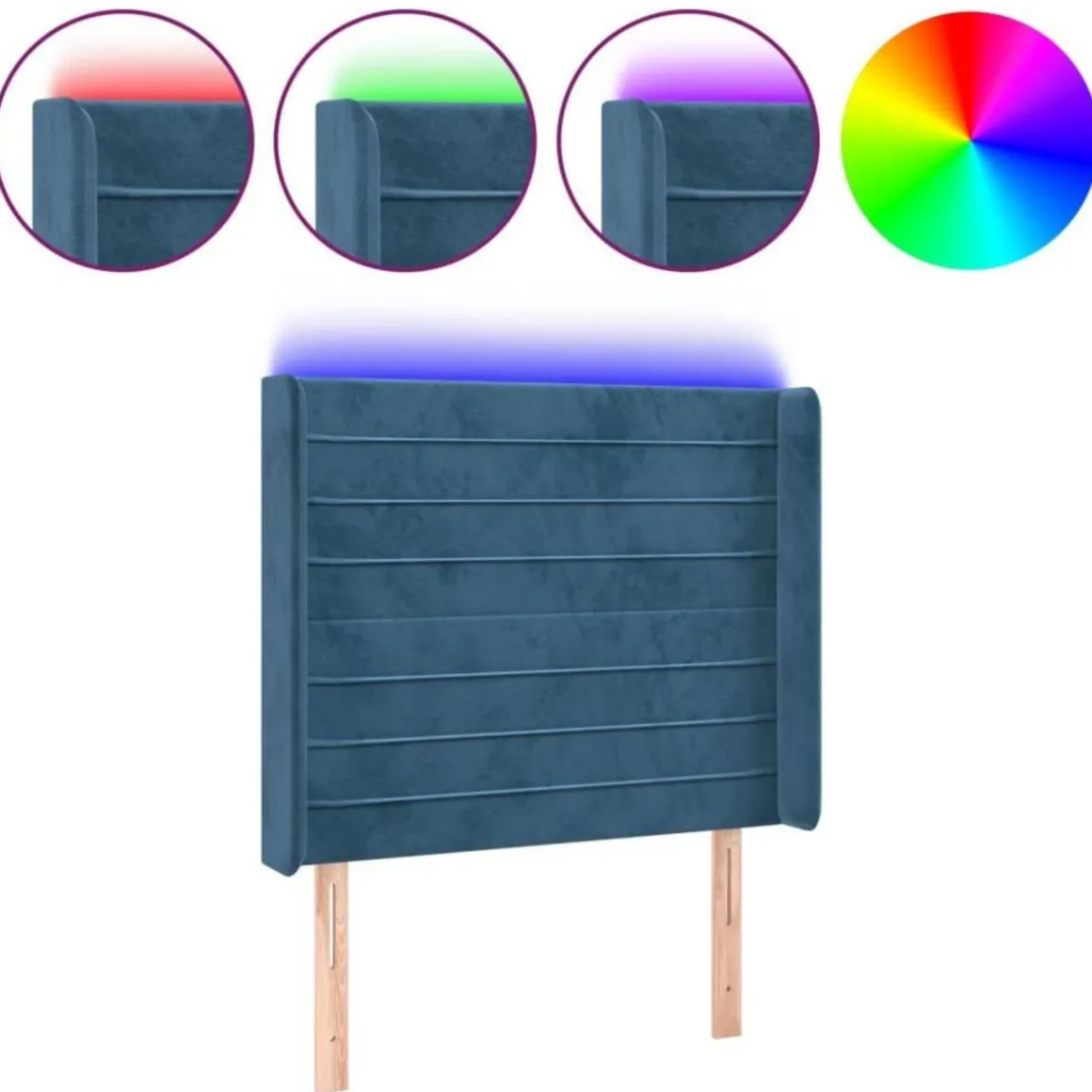 Tete de lit a LED Bleu fonce 103x16x118/128 cm Velours