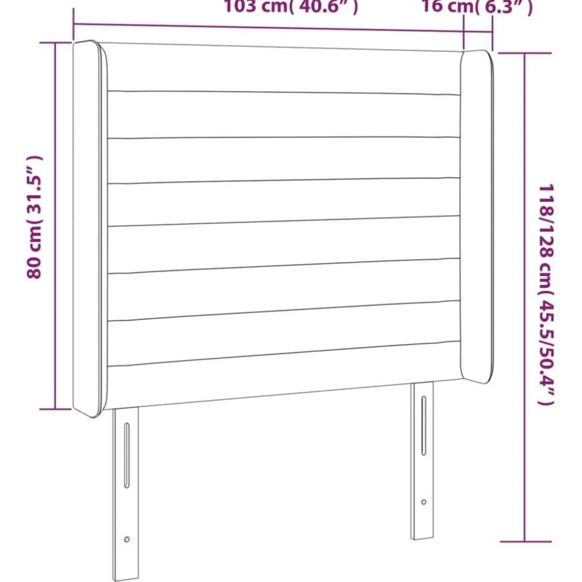 Tete de lit a LED Bleu fonce 103x16x118/128 cm Velours