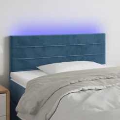 Tete de lit a LED Bleu fonce 90x5x78/88 cm Velours