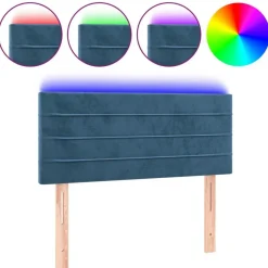 Tete de lit a LED Bleu fonce 90x5x78/88 cm Velours