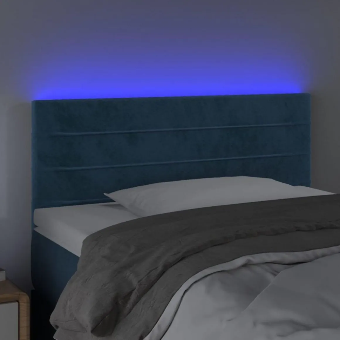 Tete de lit a LED Bleu fonce 90x5x78/88 cm Velours
