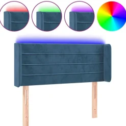 Tete de lit a LED Bleu fonce 83x16x78/88 cm Velours