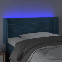 Tete de lit a LED Bleu fonce 83x16x78/88 cm Velours