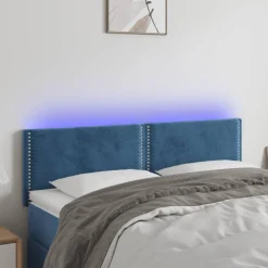 Tete de lit a LED Bleu fonce 144x5x78/88 cm Velours