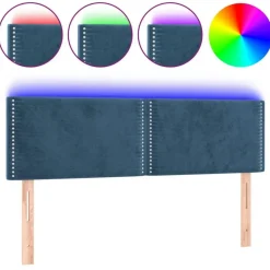 Tete de lit a LED Bleu fonce 144x5x78/88 cm Velours