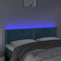 Tete de lit a LED Bleu fonce 144x5x78/88 cm Velours