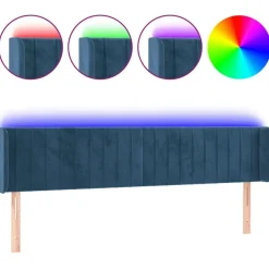 Tete de lit a LED Bleu fonce 203x16x78/88 cm Velours