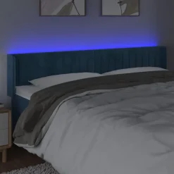 Tete de lit a LED Bleu fonce 203x16x78/88 cm Velours