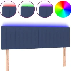 Tete de lit a LED Bleu 144x5x78/88 cm Tissu