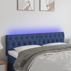 Tete de lit a LED Bleu 160x7x78/88 cm Tissu