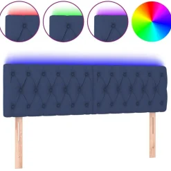 Tete de lit a LED Bleu 160x7x78/88 cm Tissu