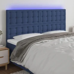 Tete de lit a LED Bleu 160x5x118/128 cm Tissu