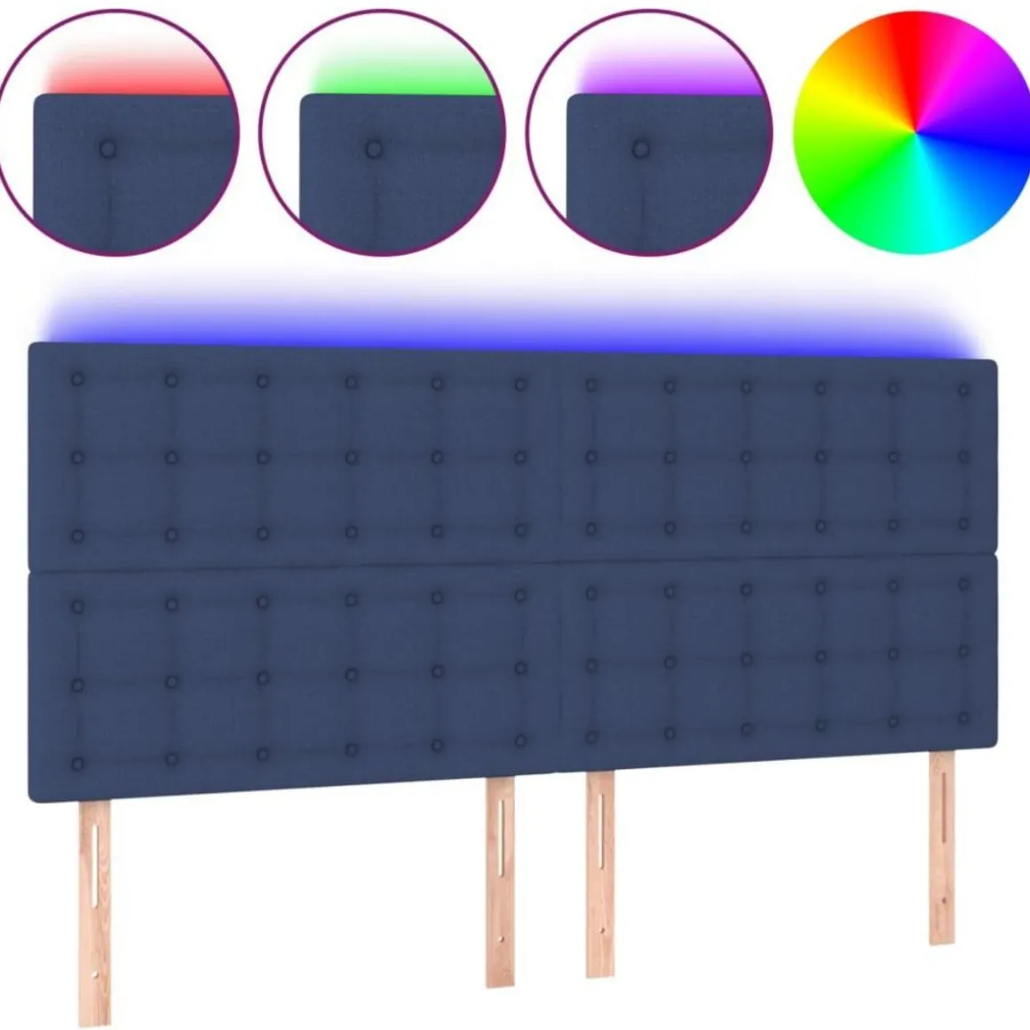 Tete de lit a LED Bleu 160x5x118/128 cm Tissu