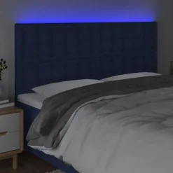Tete de lit a LED Bleu 160x5x118/128 cm Tissu